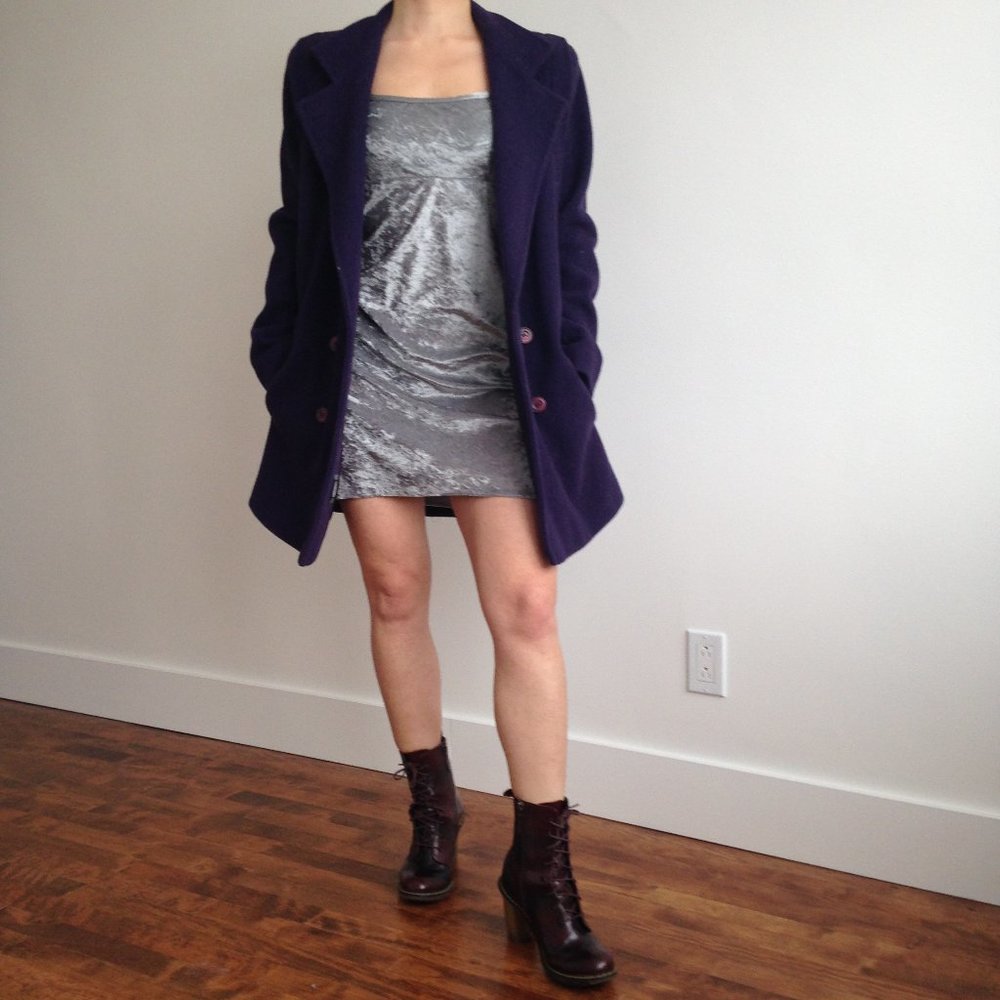 Patricia - Grey/Silver Crushed Velvet Slip Dress